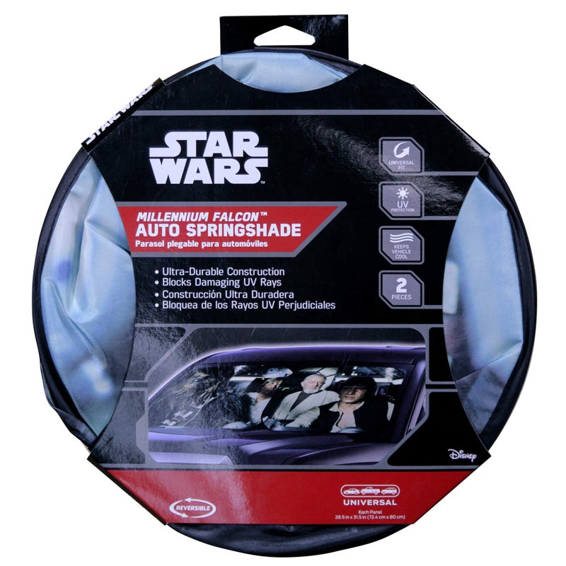 Plasticolor 003747R01 Star Wars Millennium Falcon 2-Piece Magic Car Truck SUV Spring Side Window Sunshade (Pack of 1) - Image 2